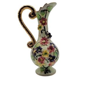 Pico Hand Painted Japan 3D Flower Pitcher/Bud‎ Vase 9"
